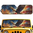 thumbnail image 2 of Uorisanigo Windshield Sun Shade Compatible with 2018-2023 Jeep Wrangler JL JLU Gladiator JT - Eagle American Flag Windshield Sunshade Front Window Heat Shield Block UV Rays and Heat, 2 of 7