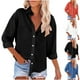 thumbnail image 1 of Manga larga blanca,Camisa holgada de manga larga con cuello en V para mujer, estilo túnica informal con bolsillo, de mezcla de lino suave, ideal para la oficina y el día a día, sopatenor, 1 of 8