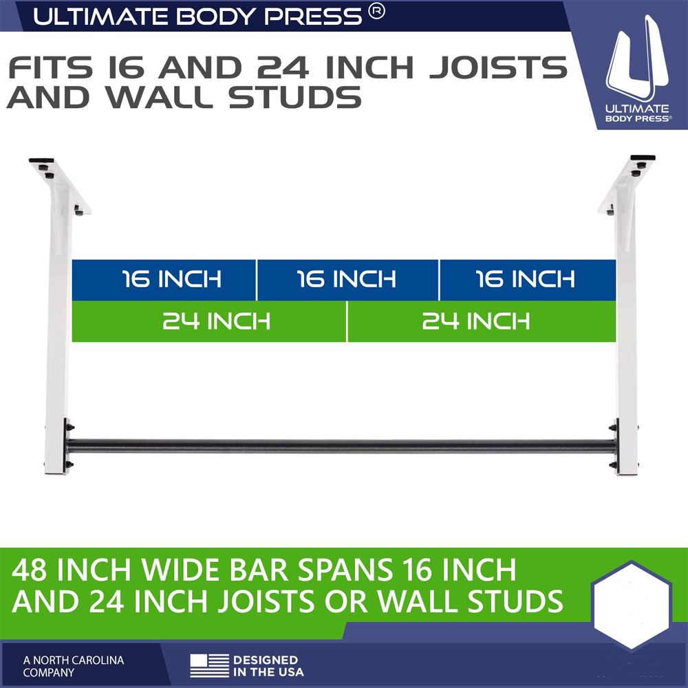 Ultimate Body Press Wall or 9 Ft Ceiling Mount Pull Up Bar Special Edition