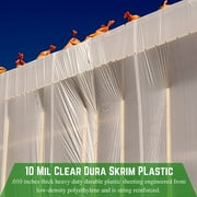 Farm Plastic Supply - Dura Skrim String Reinforced Clear Plastic Sheeting - 10 Mil - (52 x 40) - UV-Rated Extra Heavy Duty Poly Film Tear Resistant, Vapor Barrier Polyethylene Roll for Construction