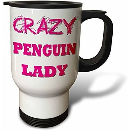 

3dRose Crazy Penguin Lady Travel Mug 14 oz Multicolor