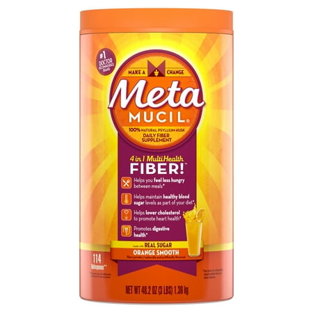 metamucil fiber powder health servings psyllium flavored supplement sugar multi orange real walmart