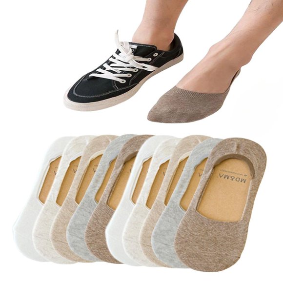 pzq 10 Paires de Chaussettes Invisibles Hommes Femmes Coton Chaussettes Basses Hommes Unisexes Douces avec Grips pour Mocassins Espadrilles Chaussettes Légères (Multicolore 4,6-10)
