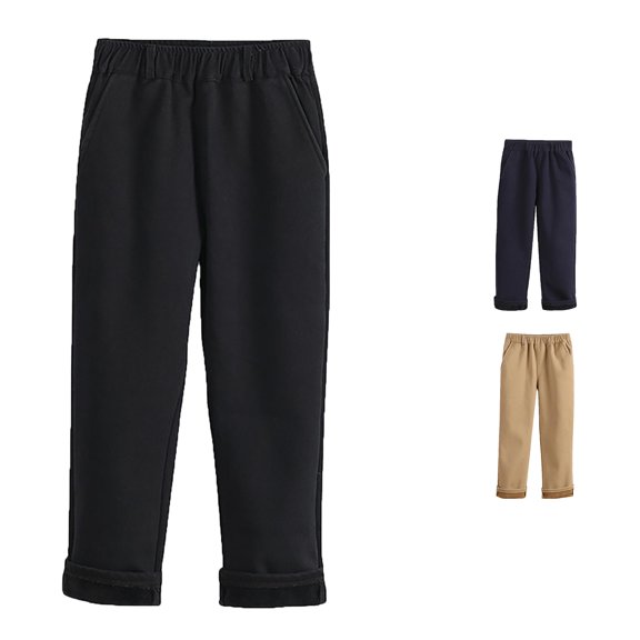 FYDUU Boys School Uniform Pants Kids Dress Slacks Elastic Waistband Pockets Formal Straight Leg Dress Pants Stylish Fall Winter Trousers Stylish Slacks 6-7 Years
