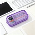 thumbnail image 5 of Double Layer Large Capacity Pencil Case,Fashion Aesthetic Canvas Stationery Bag for Make-up Brush & Stationery Supplies Storage,Office Desk Organizer Bag,Purple, 5 of 7