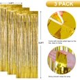 3pcs 3.3x8.2 Feet Gold Fringe Backdrop Curtains,Tinsel Streamers