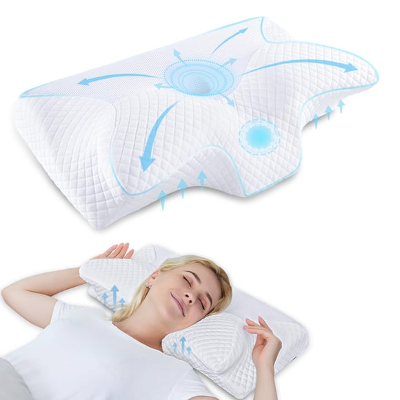 HOMCA Neck Pillow Memory Foam Pillows, Cervical Neck Support Pillow for Side, Back, and Stomach Sleepers, Ergonomic Pillow for Bed Sleeping with Breathable Pill