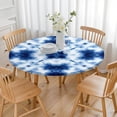 thumbnail image 3 of Blue White Tie Dye Mandala Pattern Round Fitted Tablecloth with Elastic Edge,Dining Table Cover Waterproof,Outdoor Round Tablecloth for Camping,Dining,Indoor and Outdoor, 3 of 7