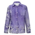 thumbnail image 4 of Jxximdong Button Up Shirts Women Women's Long Sleeved Printed Button Down Shirt Purple Spring Tops S, 4 of 5