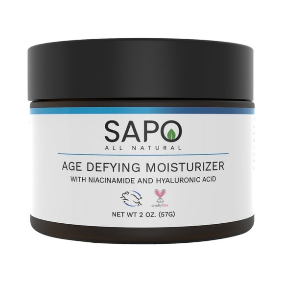 Sapo All Natural Face Moisturizer with Squalane, Peptides, Aloe & Niacinamide - Hydrating Cream for All Skin Types - 2 oz