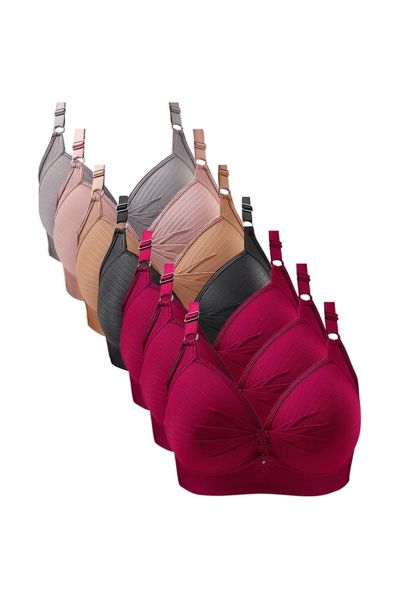 Plus Size Bras for Women 7 Pack Wirefree Full Coverage Everyday Bras Breathable No Underwire Bralettes