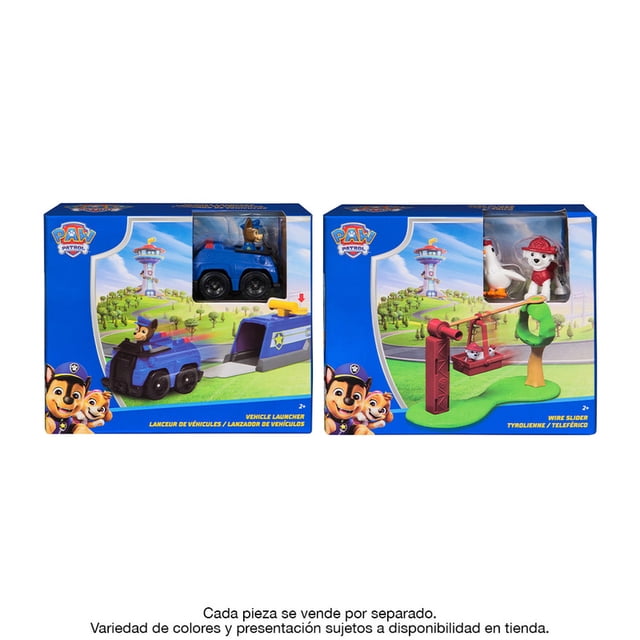 Set de Juego Paw Patrol Mini Lanzador Chase y Tirolesa Marsall Varios Modelos 1 Pieza