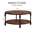 thumbnail image 2 of Emorefun 30.5" Small Round Table, 2 Tier Center Table with Storage Shelf & Metal Frame for Living Room, Bedroom, Home Office, Rustic Brown, 2 of 7