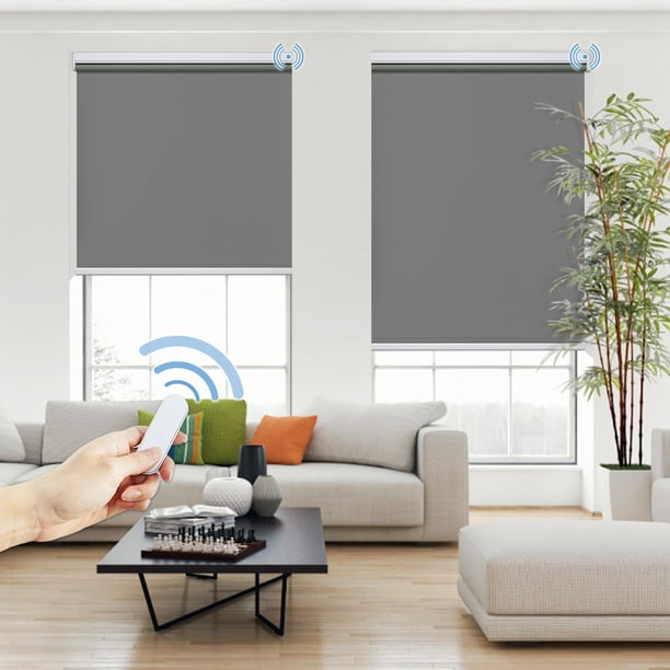 Sbartar Smart Blinds Shades with Remote Control 100 Blackout Roller for Windows Motorized Blind