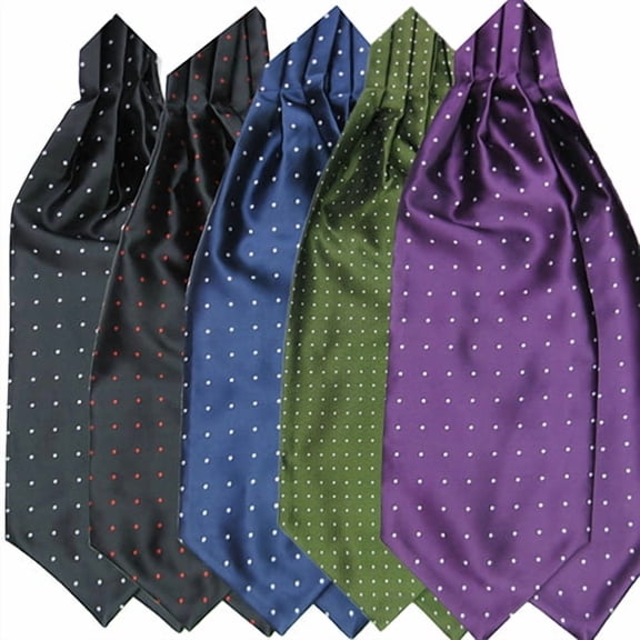 Skymirror Men's Fashion Smooth Polka Dots Print Ascot Tie Neck Tie Silk Blend Scarf Cravat