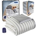 thumbnail image 1 of Thermee Micro Flannel Heated Blanket With Sherpa Back - Full Size, 10-Setting Electric, Programmable, Ultra-Soft Throw, Fast Heating Thermal - City Stripe, 1 of 4