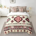 thumbnail image 3 of Manfei Tribal Aztec Abstract 7-Piece Bedding Comforter Set, Wheat Red Triangle King Bedding Sets, Retro Western Bohemian Theme Reversible Bed Sheets, Breathable Home Decor, 3 of 8