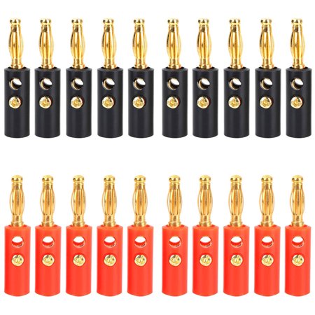 20-pack 4mm Gold Plated Audio Speaker Wire Cable Screw Banana Plug Adapter