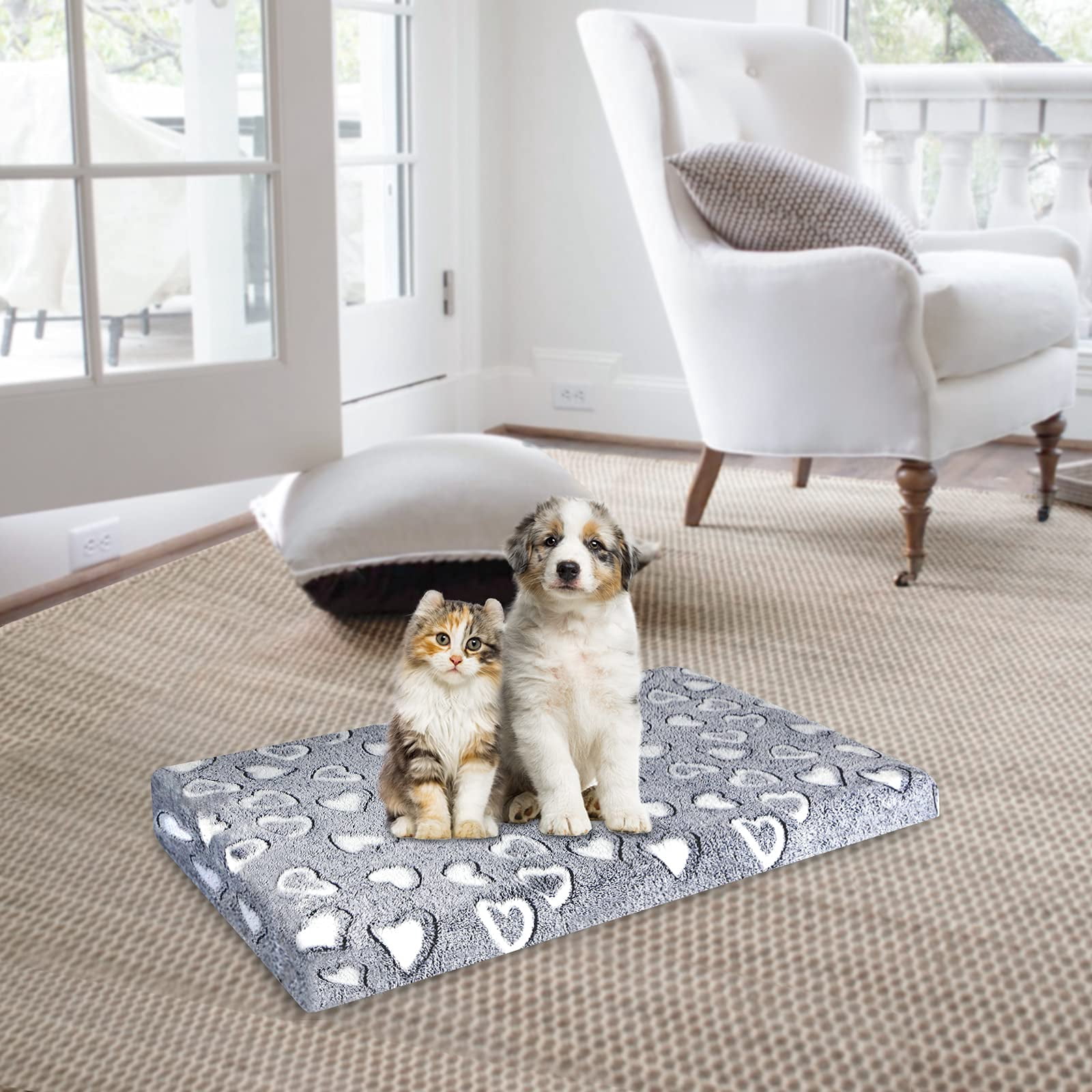Reversible Cool And Warm Dog Bed Mat For Crates - Stylish Pad With Waterproof Inner Linings Removable Machine Washable Cover  Firm Support Small To Xx-large Dogs Grey