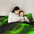 thumbnail image 4 of Feelyou Teen Futuristic Lightning Bedding Comforter Set 7 Pieces, Neon Green Stripes Full Bedding Set, Natural Weather Storm Reversible Fitted Sheet Flat Sheet, Breathable Home Decor, 4 of 7