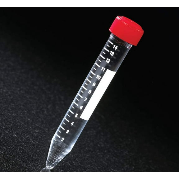 Centrifuge Tubes 15 mL, Cap Color: Red (Pack of 25) Conical-Bottom Flat, PP, Non-Sterile by Sponix BioRx