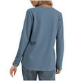 thumbnail image 3 of Long Sleeve Tops Womens Henley Dressy Tops Loose Casual Fall T-Shirts Trendy Cute Pullover Blouses, Navy 3XL, 3 of 6