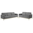thumbnail image 2 of Modway Loft Gold Stainless Steel Leg Performance Velvet Sofa and Loveseat Set in Gold Gray, 2 of 6