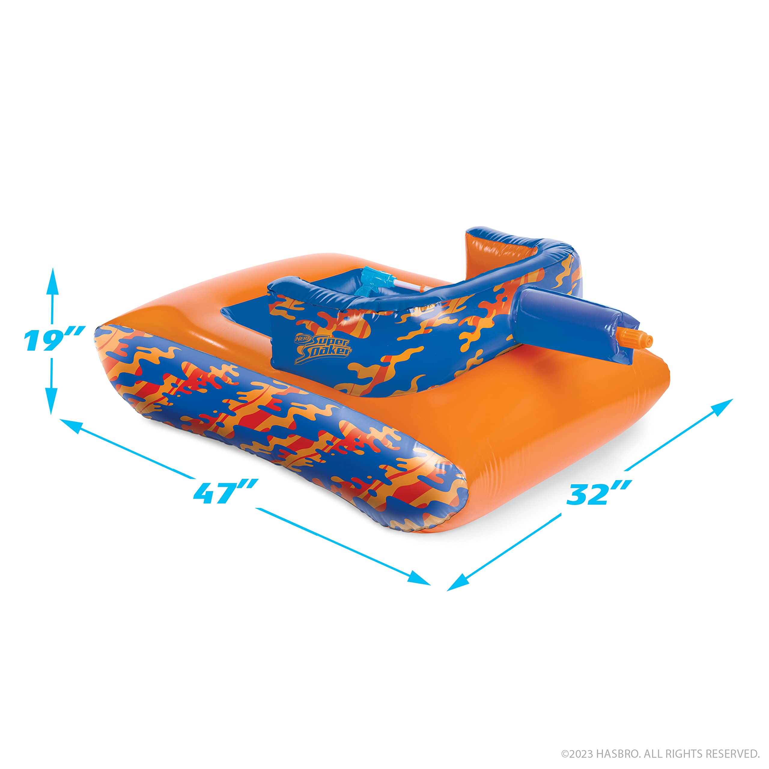 NERF Super Soaker Megaforce Battle Tank Inflatable Pool Float with Pool-Fed Mega Water Blaster