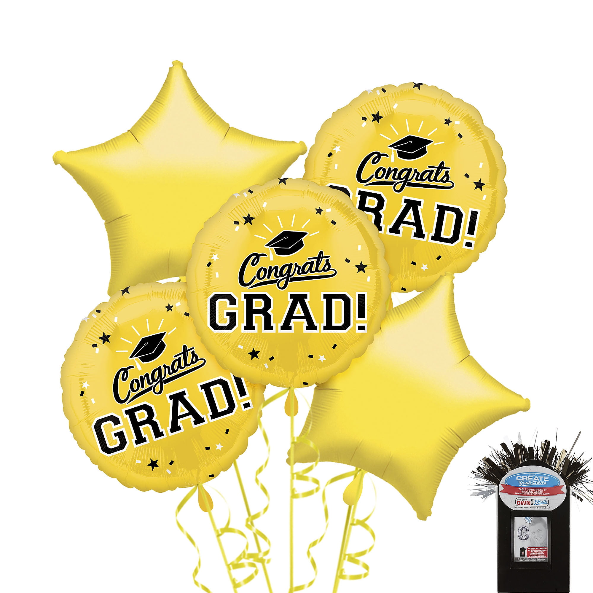 Party City Yellow Graduation Balloon Bouquet, Includes Foil Balloons
