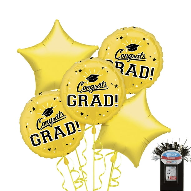 Party City Yellow Graduation Balloon Bouquet, Includes Foil Balloons