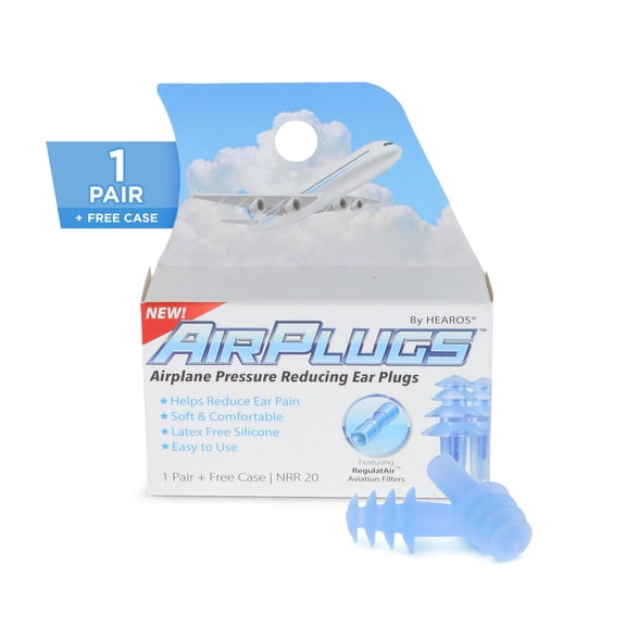 HEAROS AirPlugs Silicone Ear Plugs for Airline Ear Pressure Relief & Hearing Protection, 1 pair