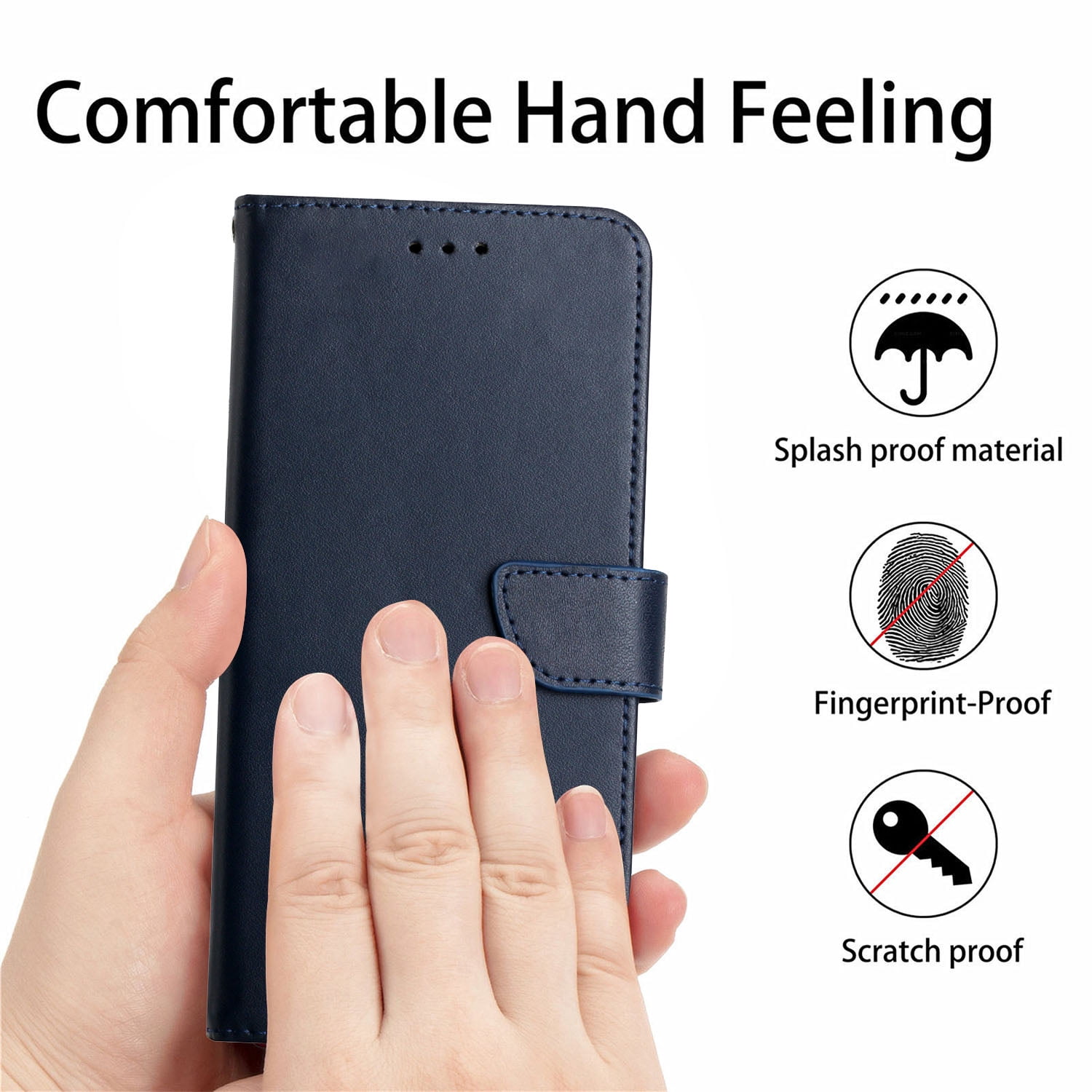 Wallet Case for Motorola Edge 2025, Shockproof Genuine Leather Magnetic Flip Cover with Card Holder, Classic Stand Feature and Full Body Protection Slim Phone Cover for Motorola Edge 2025, Blue