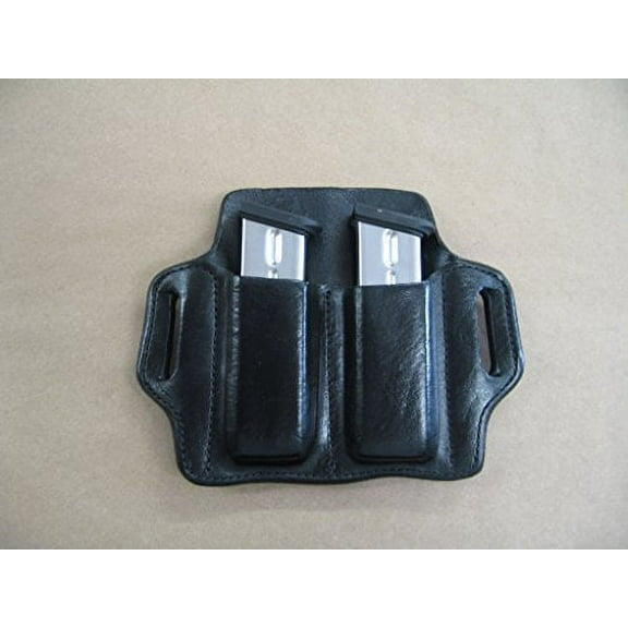 Azula Leather 2 Slot Molded Pancake Belt Mag Pouch for Smith & Wesson S&W 4006 .40 Black