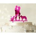 thumbnail image 1 of Couple Wedding Cake Topper With Pets Silhouette Wedding Topper Cake Decorations Color Option Available 6.5-7.5 Inches Wide, 1 of 1
