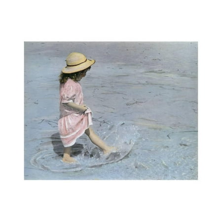 - Little Girl Playing in Water on Beach Print Wall Art By Nora Hernandez