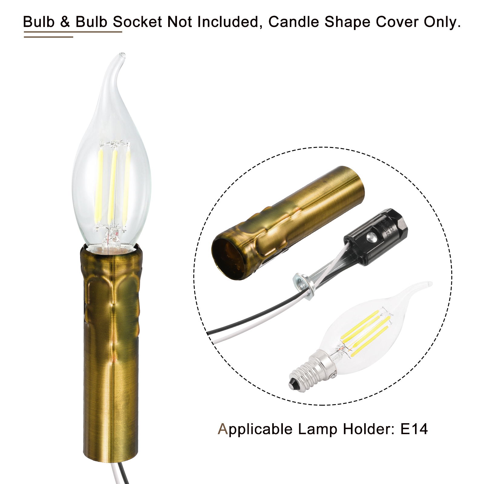 Candle Socket Covers for Chandelier Bulb Base Holders Gold Bronze 0.98" x 3.94"