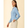 thumbnail image 4 of Unique Bargains Chemise Décontractée à Col en V Manches Longues pour Femmes, 4 of 6