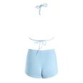 thumbnail image 4 of GEWSEY Women 2 Piece Bikini Shorts Set Y2k Halter String Triangle Bikini Top with Low Rise Swim Boyshorts Beachwear Blue for Size L, 4 of 9
