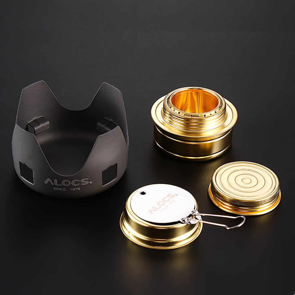 Mini Alcohol Stove with Aluminium Stand Efficient Lightweight Spirit Burner for Camping, Hiking, Picnic and Survival