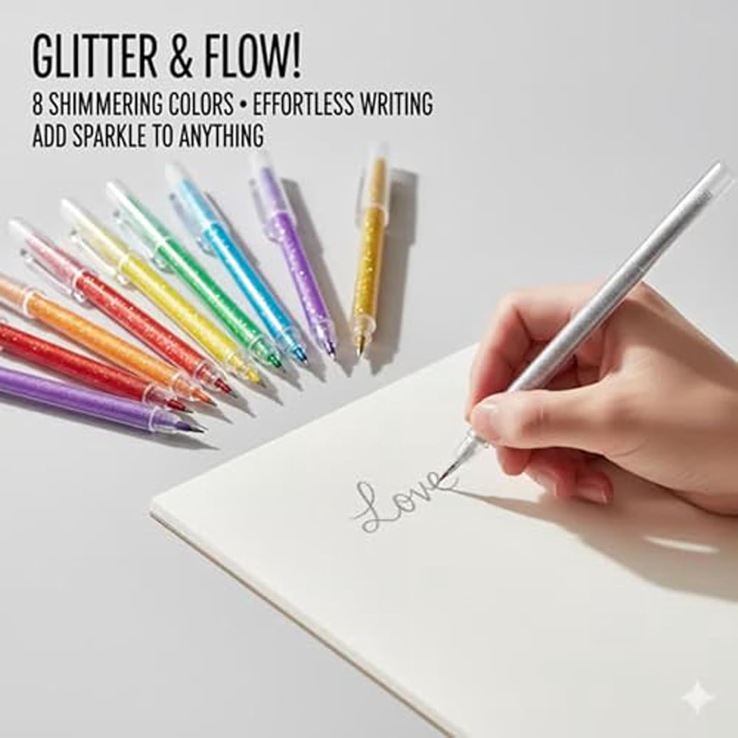 Glitter Gel Pen Set - 18 Shimmering Colors with Smooth Ink for Black Paper, Adult Coloring & Journaling(1Set, B)