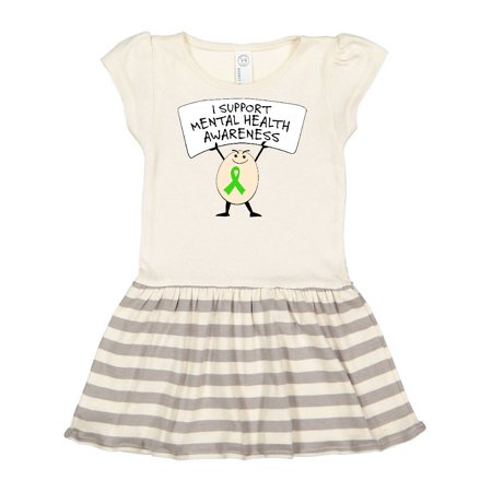 

Inktastic I Support Mental Health Awareness green ribbon Gift Toddler Girl Dress
