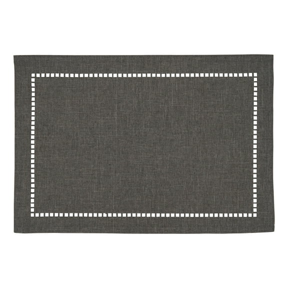 Saro Lifestyle Table Placemats With Laser-Cut Hemstitch Design (Set of 4) Charcoal