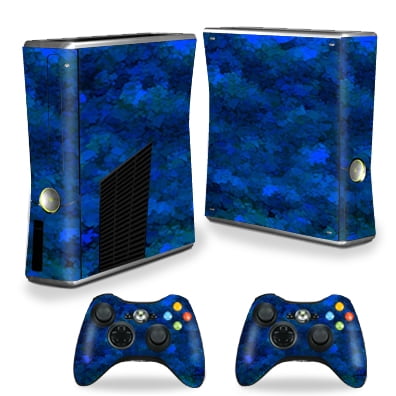 - Skin Decal Wrap for Xbox 360 S Slim + 2 controllers Blue Ice