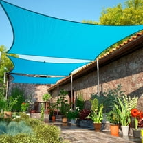 ShadeMart 8' x 10' Turquoise Rectangle Sun Shade Sail Canopy Mesh Fabric UV Block Air & Water Permeable - Commercial Heavy Duty - 190 GSM - 3 Years Warranty ( We Make Custom Size )