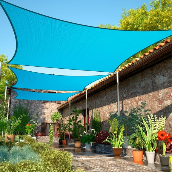 ShadeMart 8' x 10' Turquoise Rectangle Sun Shade Sail Canopy Mesh Fabric UV Block Air & Water Permeable - Commercial Heavy Duty - 190 GSM - 3 Years Warranty ( We Make Custom Size )