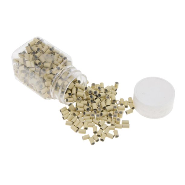 500pcs/Bottle Silicone Rings de 3 mm forradas para extensiones de cabello Beige Yuyangstore Micro anillos de silicona