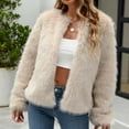 thumbnail image 5 of jtjvou Women's Faux Fur Coats Long Sleeve Fleece Jackets Open Front Shaggy Cardigans Short Jacket Fall Winter Clothes Beige L, 5 of 8