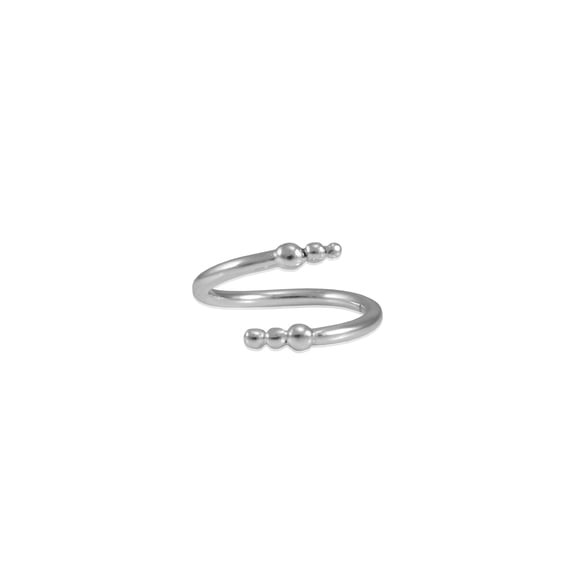 Jevela | Mina Ball Stud Adjustable Wrap Ring| Sterling Silver