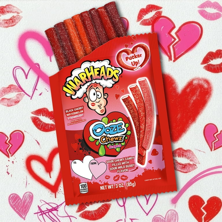 Warheads Valentines Ooze Chewz Ropes, 3 oz. - Walmart.com