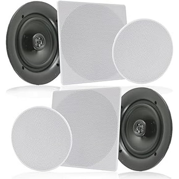 Pyle Pair 10” Flush Mount in-Wall in-Ceiling 2-Way Speaker System Spring Loaded Quick Connections Changeable Round/Square Grill Stereo Sound Polypropylene Cone Polymer Tweeter 300 Watts (PDIC16106)
